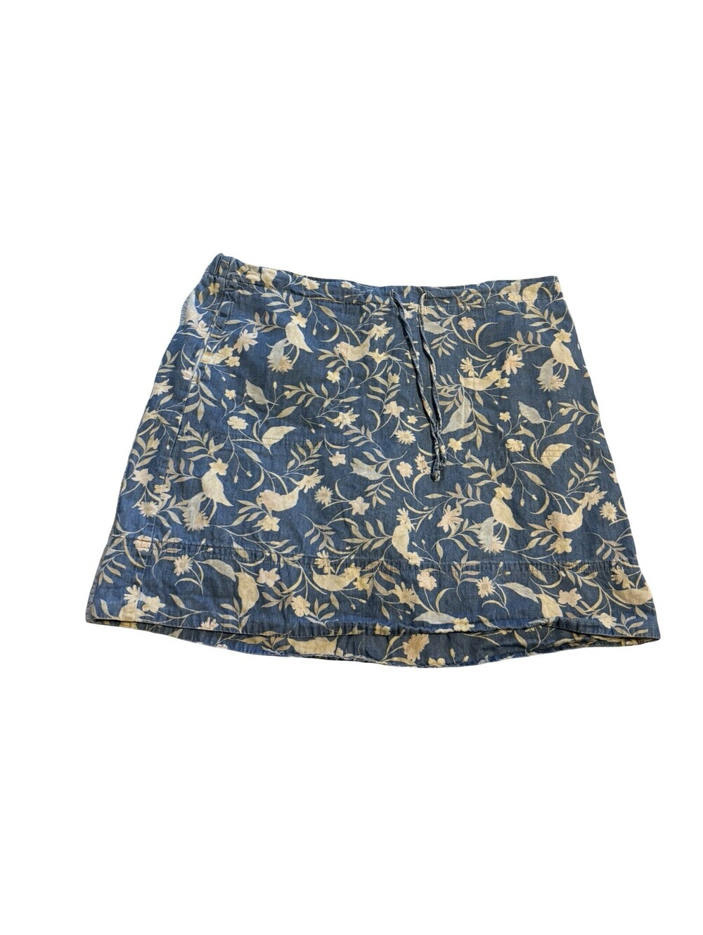 Christopher & Banks Denim Skort Sz 16W Floral Bird Print Cotton Skirt